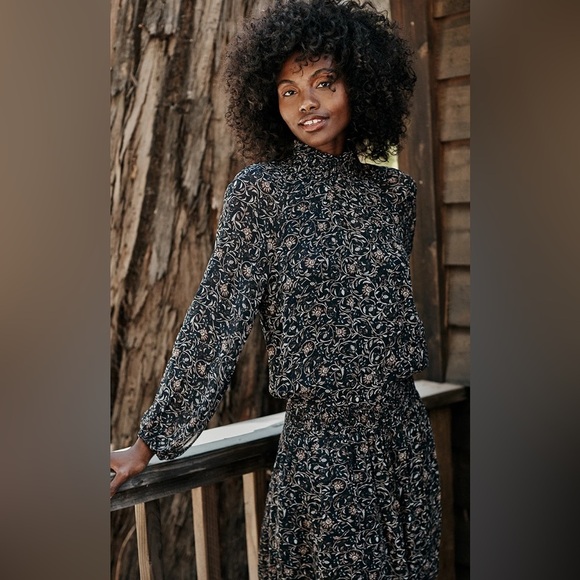 Velvet by Graham & Spencer Kirsten Thistle Print Ruched Waist Dress Small Floral - Picture 16 of 16